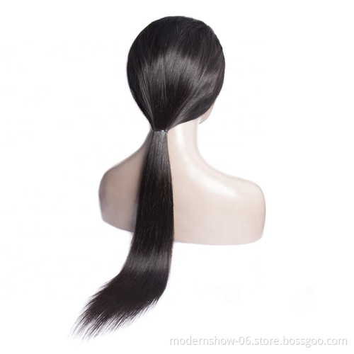 Modern Show cuticle aligned hair  straight natural color indian human hair lace front wigs